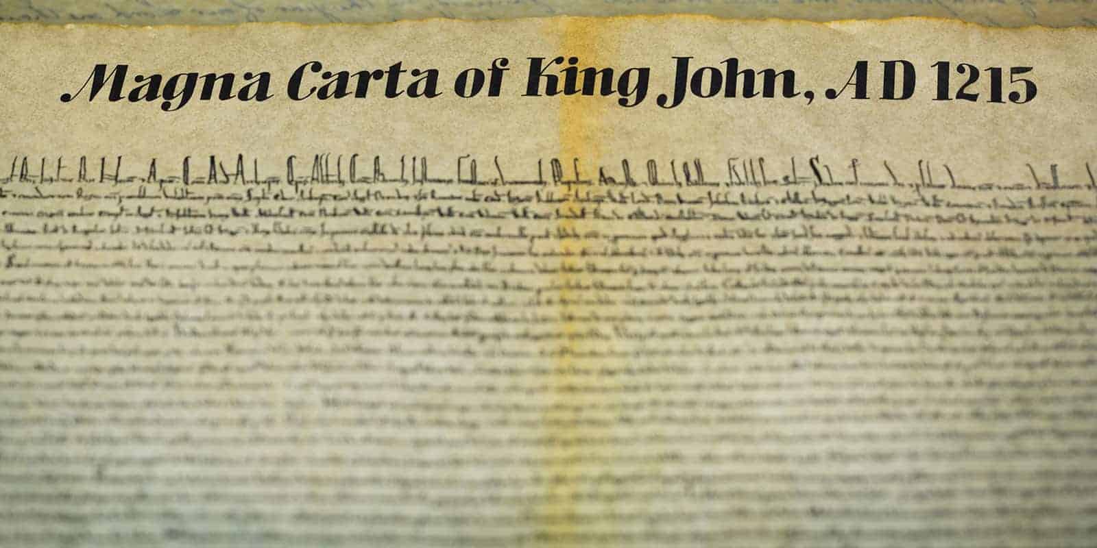 A close up of the Magna Carta of King John.
