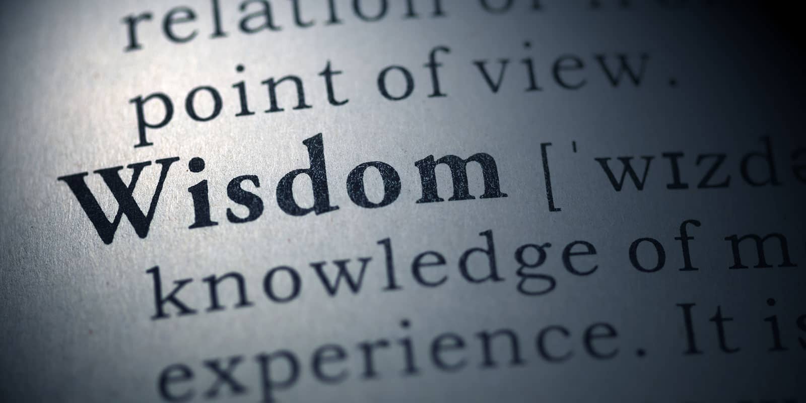 A picture close-up of the word "Wisdom" in the dictionary